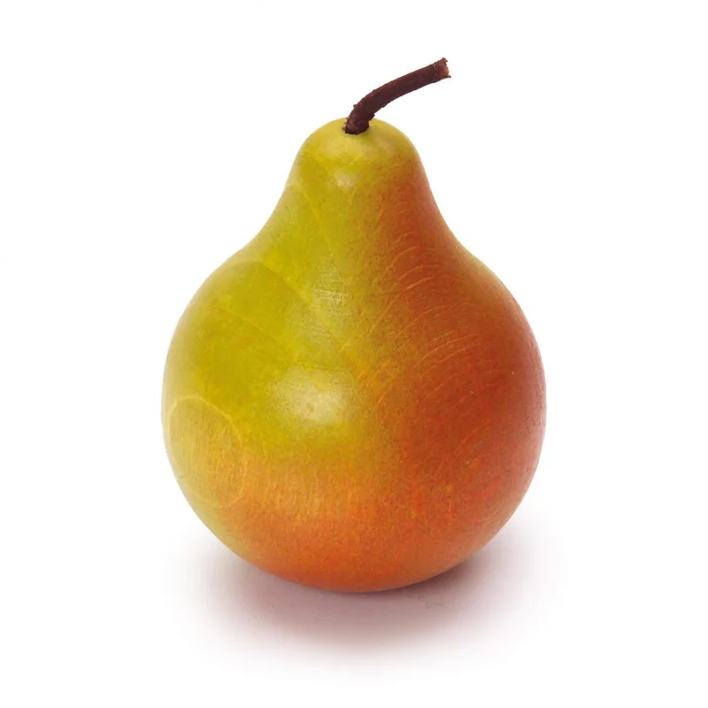 Poire verte et rouge en bois