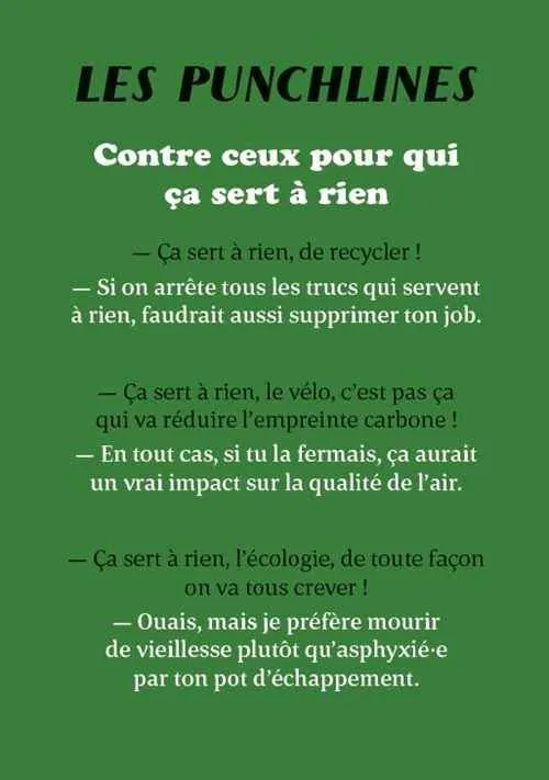 Petit manuel d'autodéfense humoristique quand on est écolo