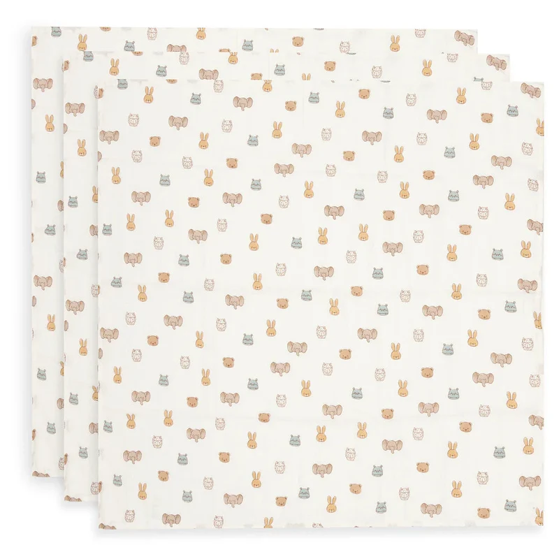 Lot de 3 langes bébé en gaze de coton 70 × 70 cm – Jollies