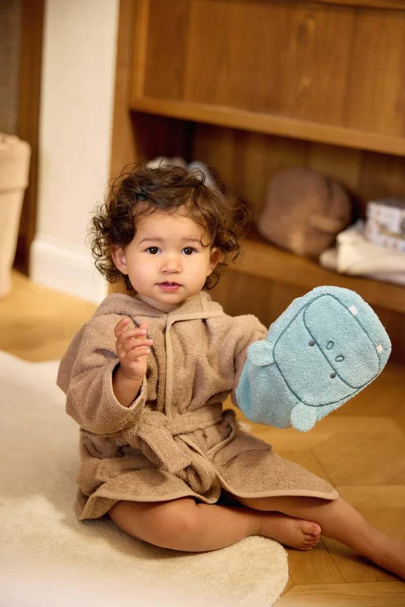 Gant de toilette bébé en éponge – Hippo Happy