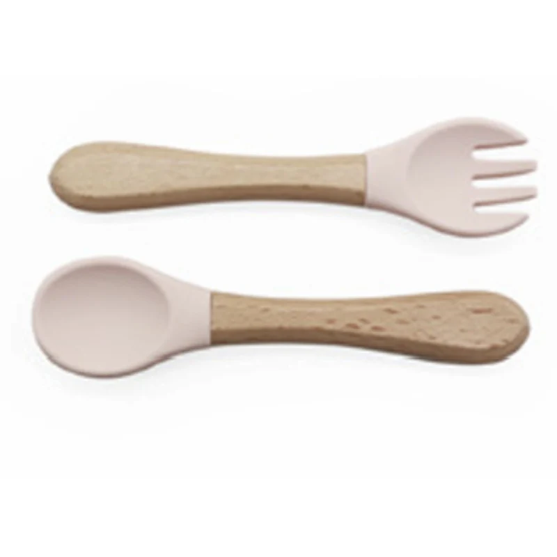 Couverts bois et Silicone barley pink