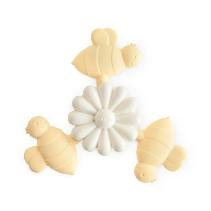 Spinner Abeilles et Fleur Mushie – jouet sensoriel avec ventouse