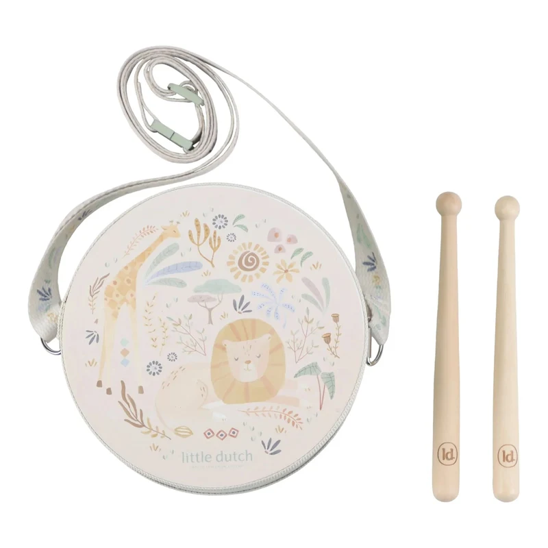 Tambour en bois Safari Friends – instrument musical enfant