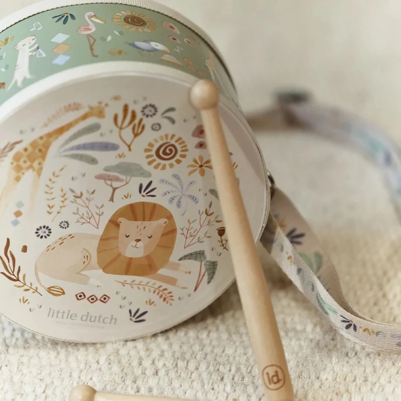 Tambour en bois Safari Friends – instrument musical enfant