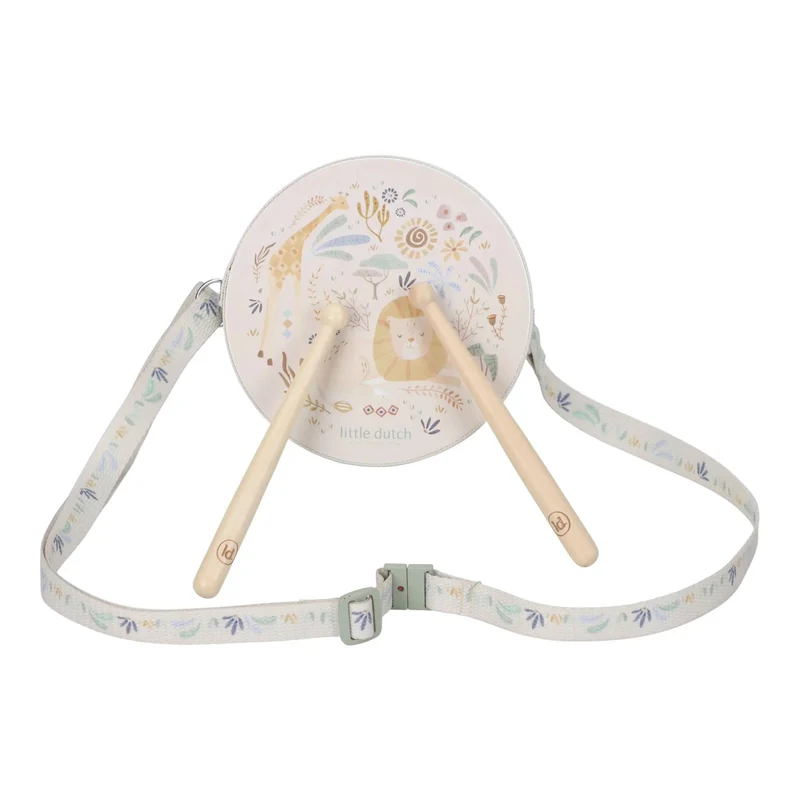 Tambour en bois Safari Friends – instrument musical enfant