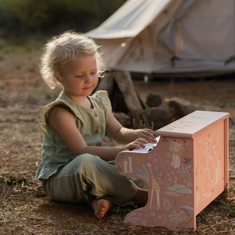 Piano en bois rose Safari Friends – premier piano enfant