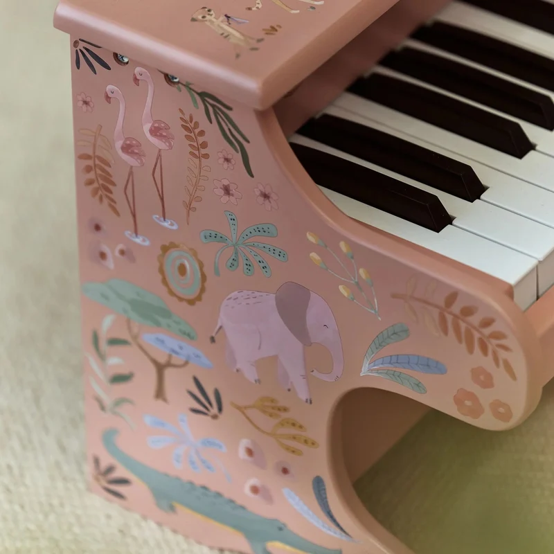 Piano en bois rose Safari Friends – premier piano enfant