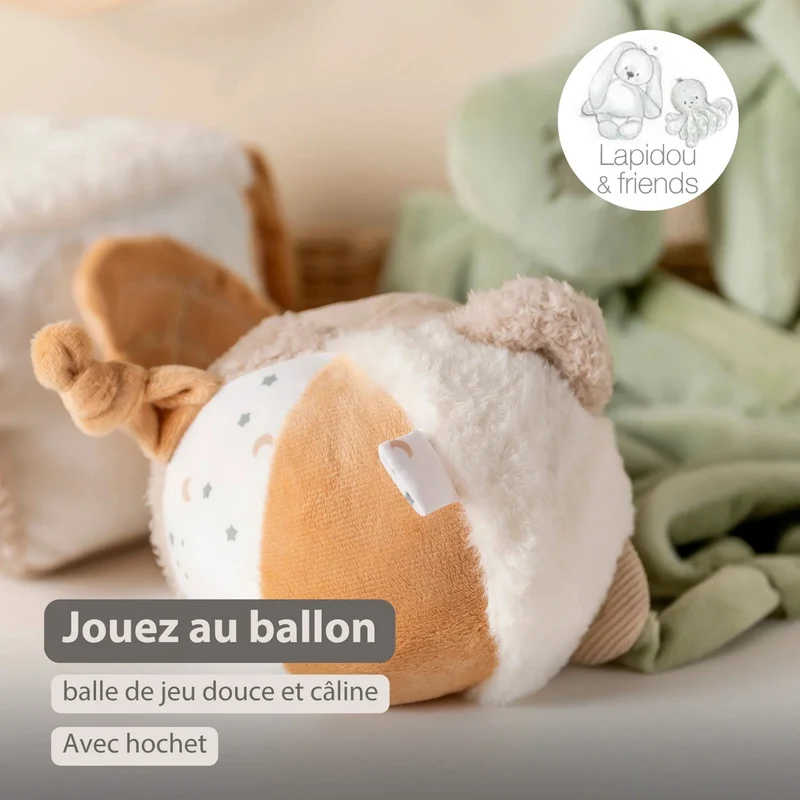 Balle d’activités Lapidou – 15 cm Beige