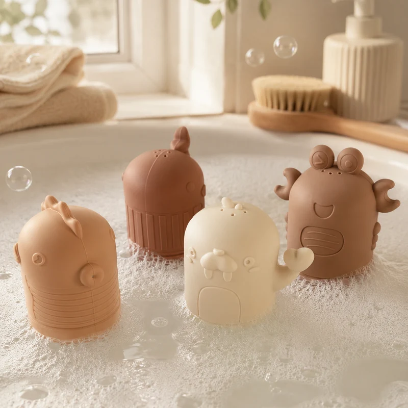 Jouet de bain 4 animaux de la mer beige