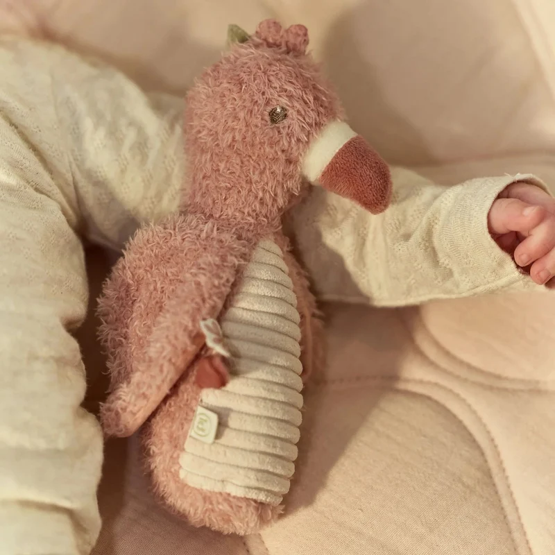 Hochet peluche flamant rose Safari Friends – hochet doux bébé