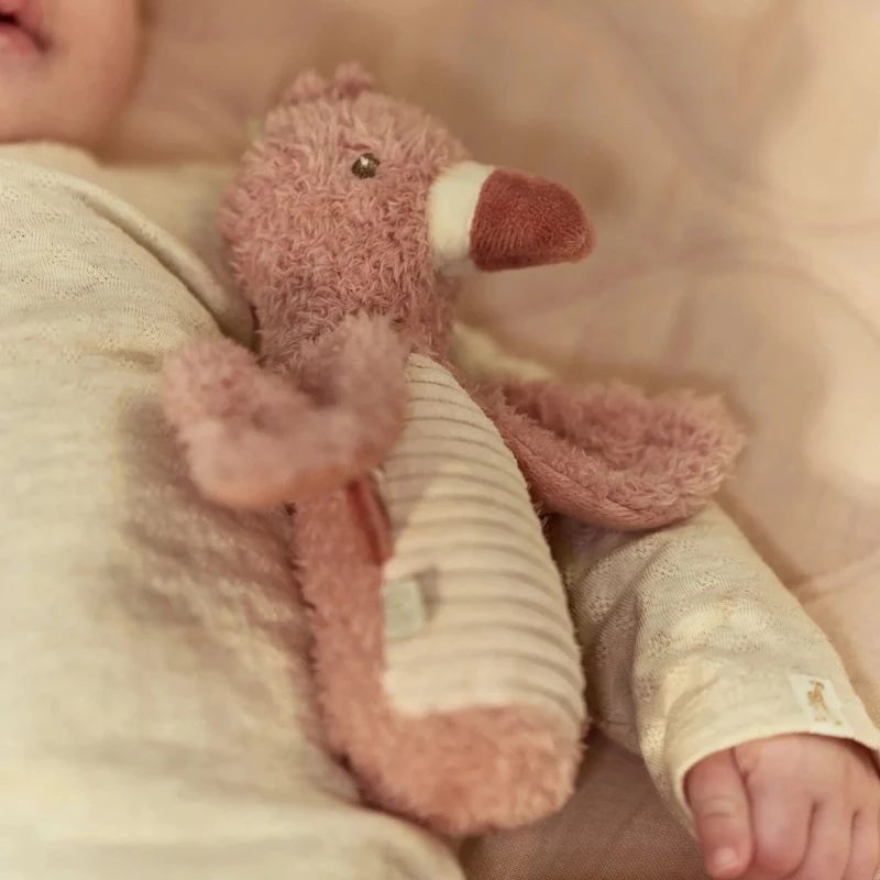 Hochet peluche flamant rose Safari Friends – hochet doux bébé