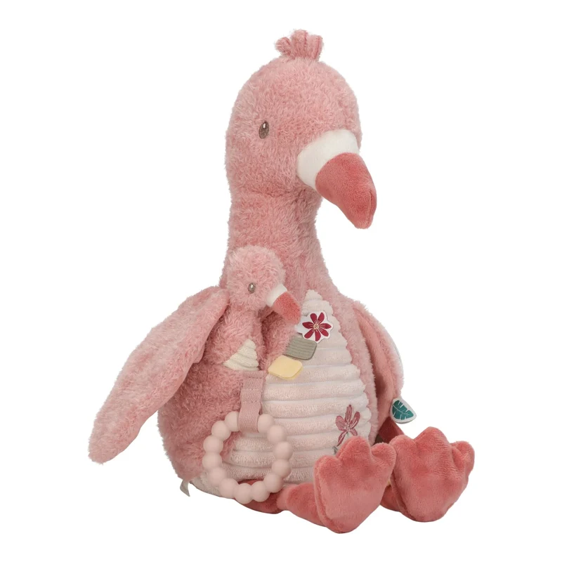 Peluche d’activités flamant rose Safari Friends – jouet sensoriel bébé