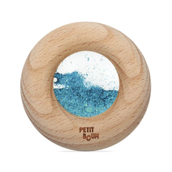 Donut jouet d’éveil sensoriel turquoise – jouet en bois bébé