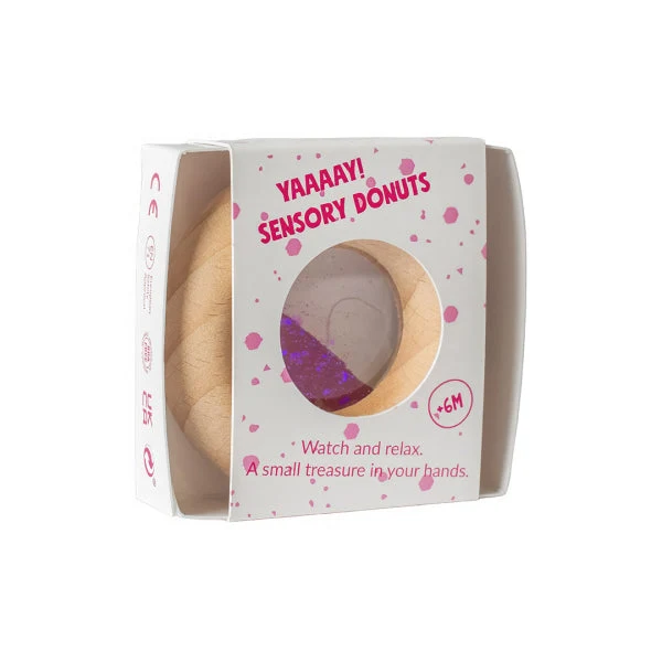 Donut jouet d’éveil sensoriel rose – jouet en bois bébé