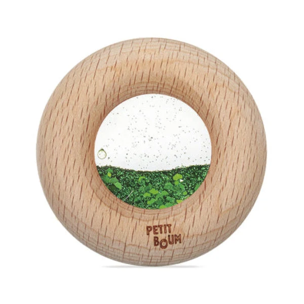 Donut jouet d’éveil sensoriel vert – jouet en bois bébé