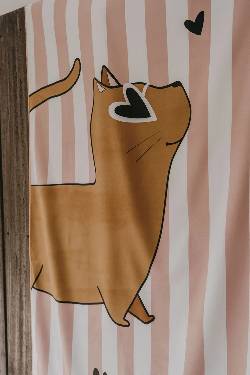 Serviette microfibre enfant Chat – serviette plage fun et légère