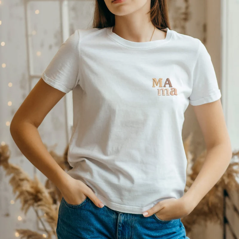 Tee-shirt Mama or café nougat nude