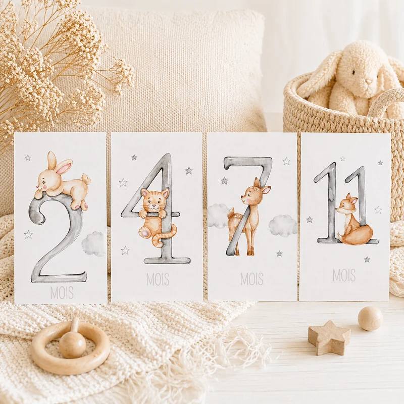 Cartes étapes bébé 12 mois dans les nuages