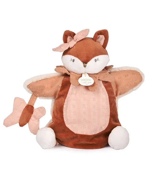 Marionnette renard rose Mina – doudou marionnette 25 cm