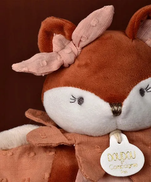 Marionnette renard rose Mina – doudou marionnette 25 cm