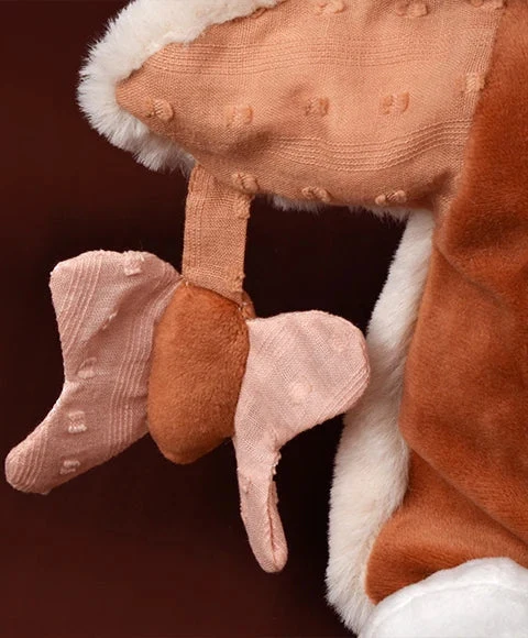 Marionnette renard rose Mina – doudou marionnette 25 cm