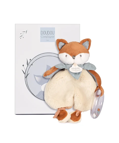 Doudou hochet bébé naissance – éveil sensoriel 18 cm Timo