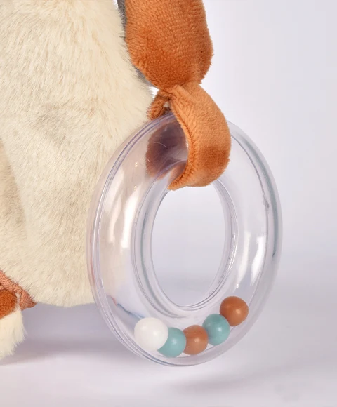 Doudou hochet bébé naissance – éveil sensoriel 18 cm Timo