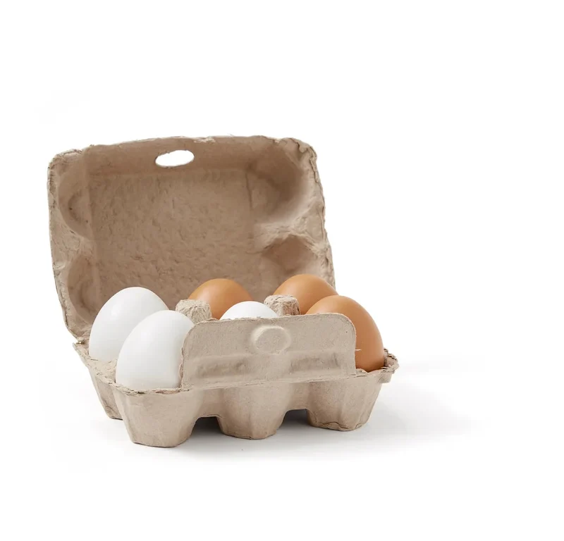 Œufs en bois enfant (6 pièces) – dinette réaliste dès 3 ans
