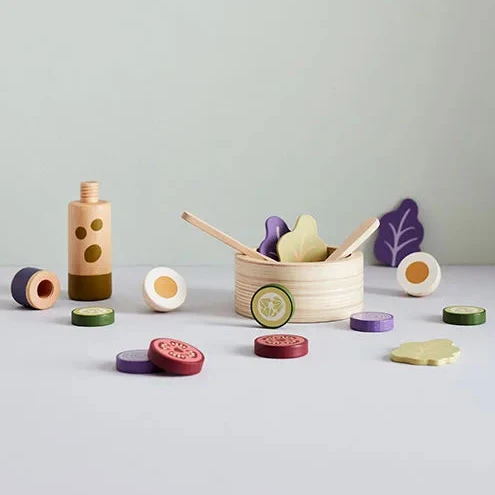 Service à salade enfant en bois – set dinette complet dès 3 ans