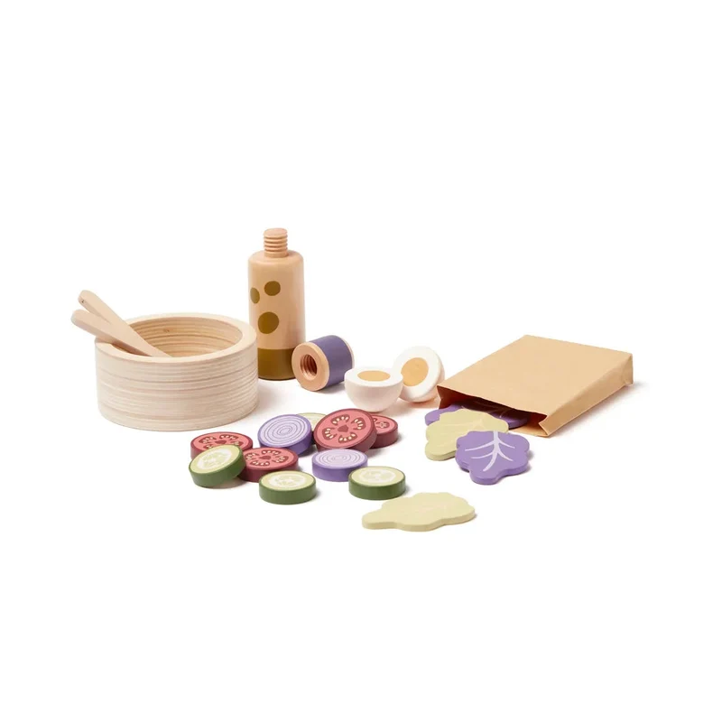 Service à salade enfant en bois – set dinette complet dès 3 ans