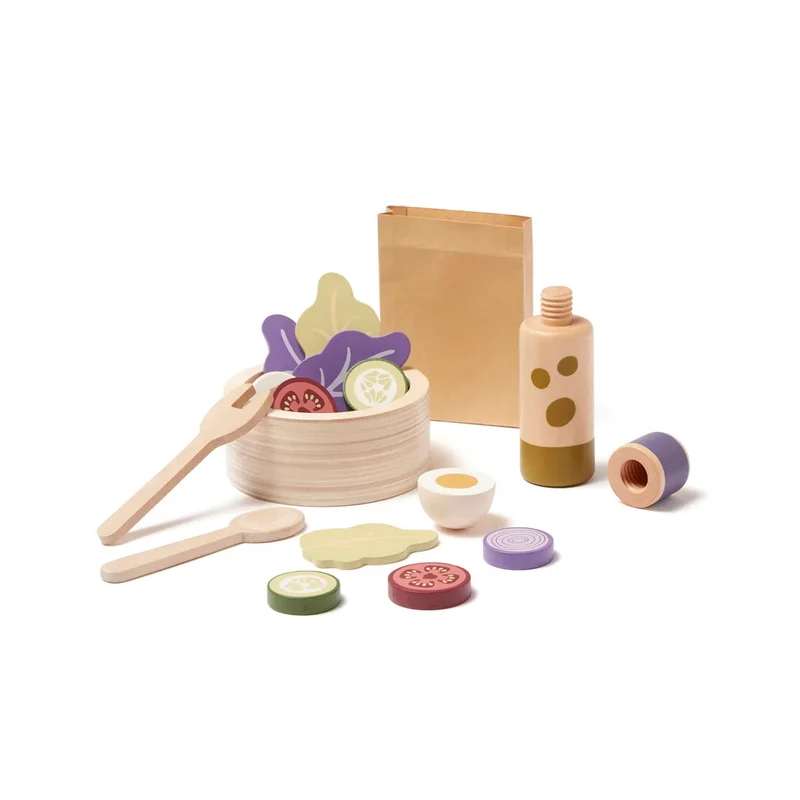 Service à salade enfant en bois – set dinette complet dès 3 ans
