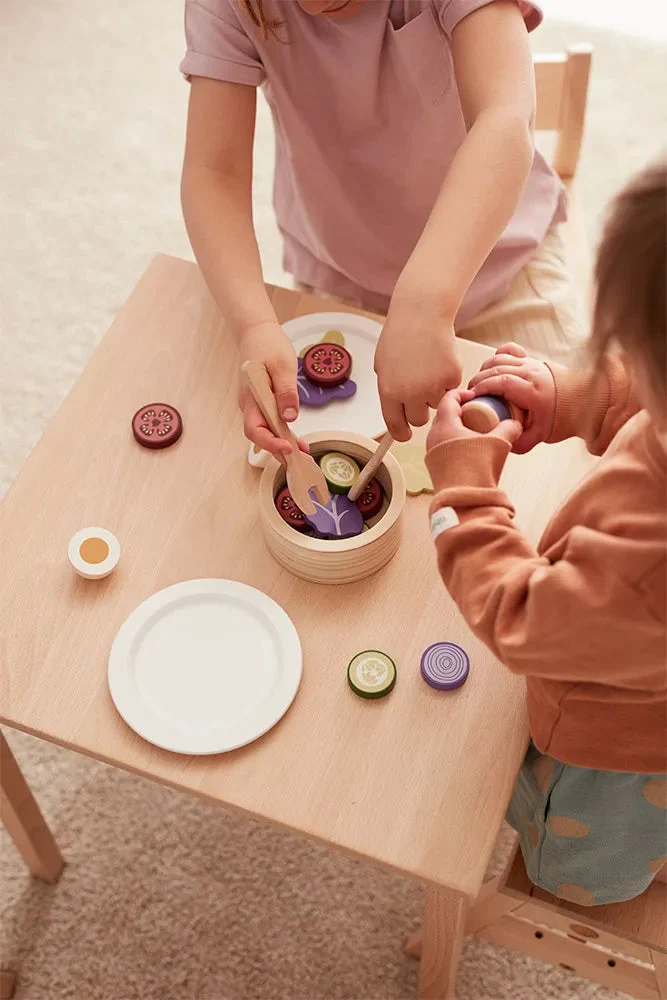 Service à salade enfant en bois – set dinette complet dès 3 ans