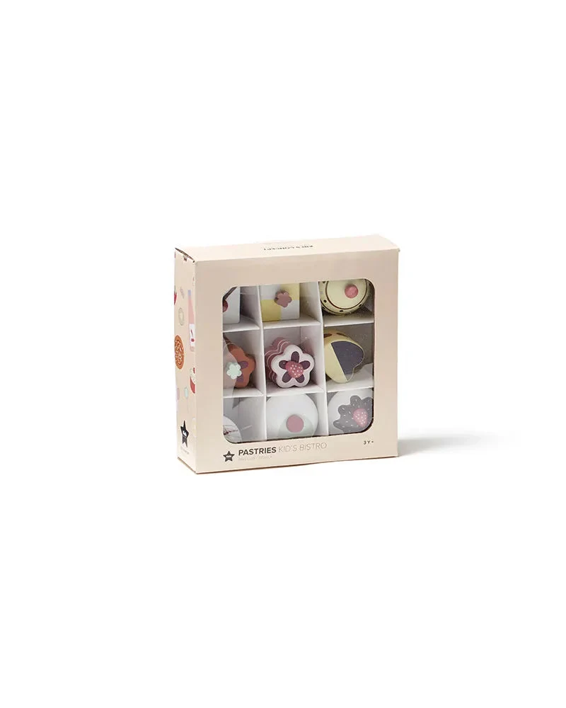 Pâtisseries en bois enfant – set de 9 pièces pour jeu d’imitation dès 3 ans