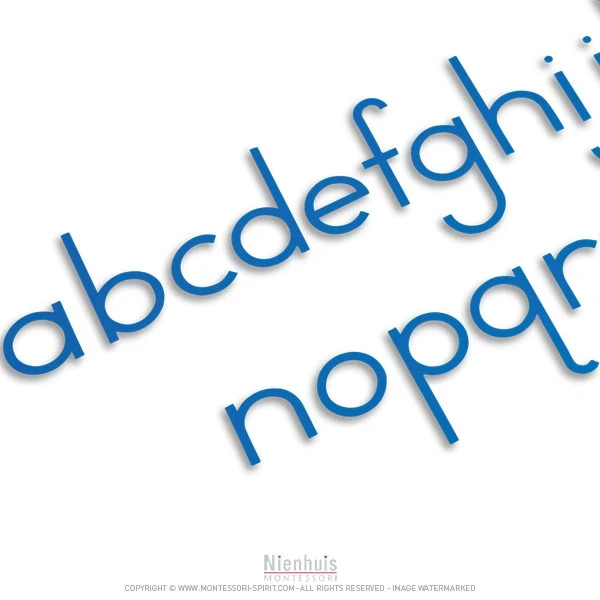 Alphabet mobile moyen : version script international - bleu
