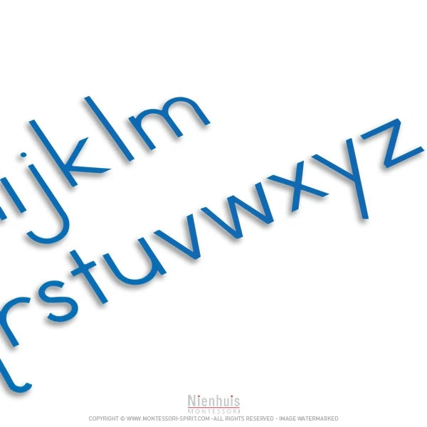 Alphabet mobile moyen : version script international - bleu