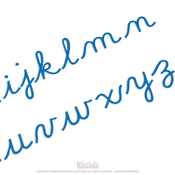 Alphabet mobile moyen : version cursif USA - bleu
