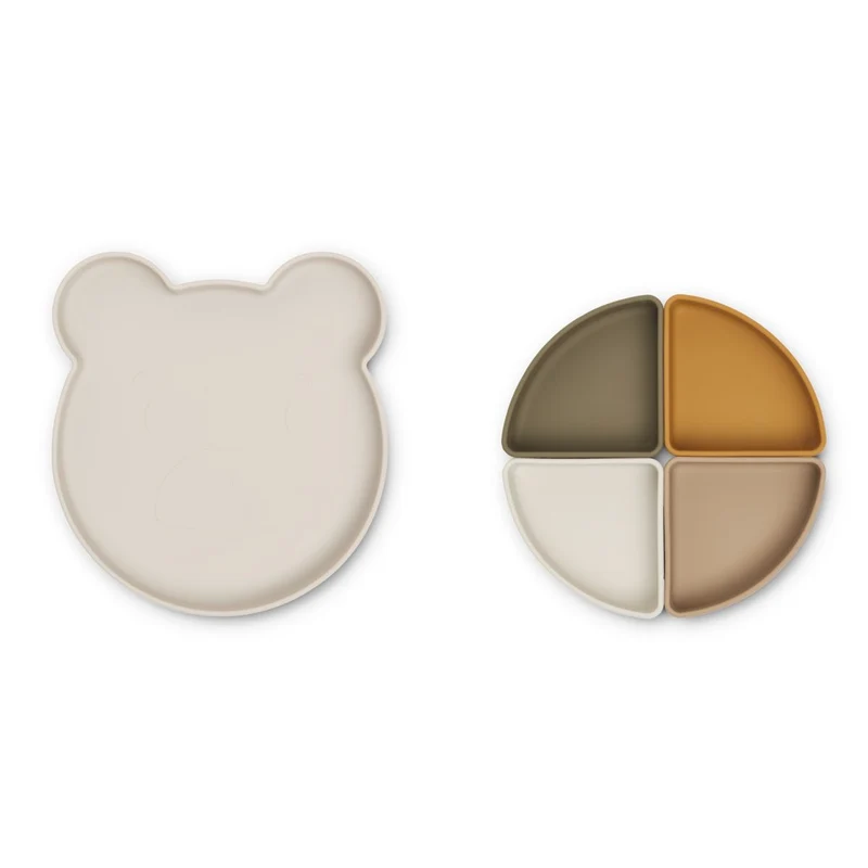 Assiette à compartiments Arne ourson sable
