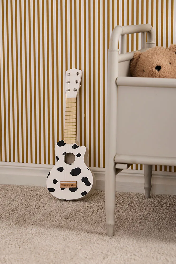 Guitare enfant en bois noir et blanc – jouet musical dès 3 ans