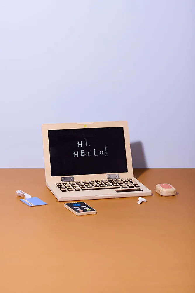 Kit travail au bureau ordinateur en bois – jeu d’imitation dès 3 ans