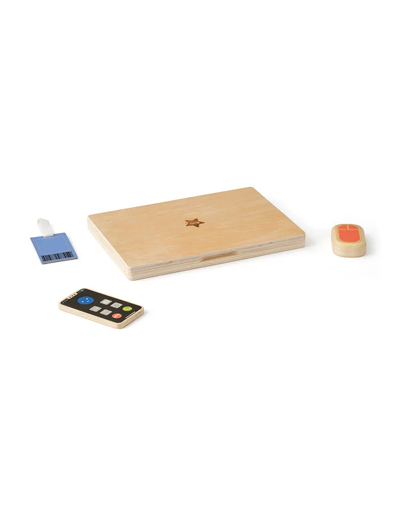 Kit travail au bureau ordinateur en bois – jeu d’imitation dès 3 ans