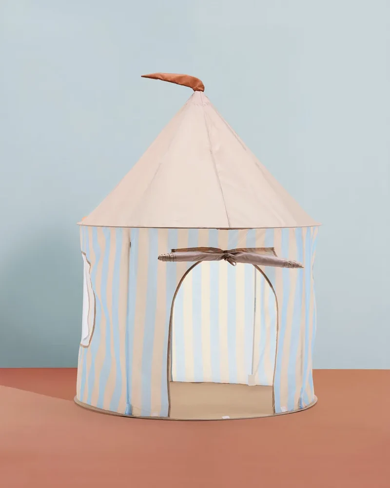 Tente enfant à rayures bleu clair – cabane cosy avec base intégrée dès 2 ans