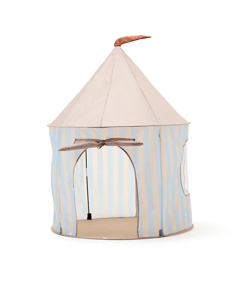Tente enfant à rayures bleu clair – cabane cosy avec base intégrée dès 2 ans