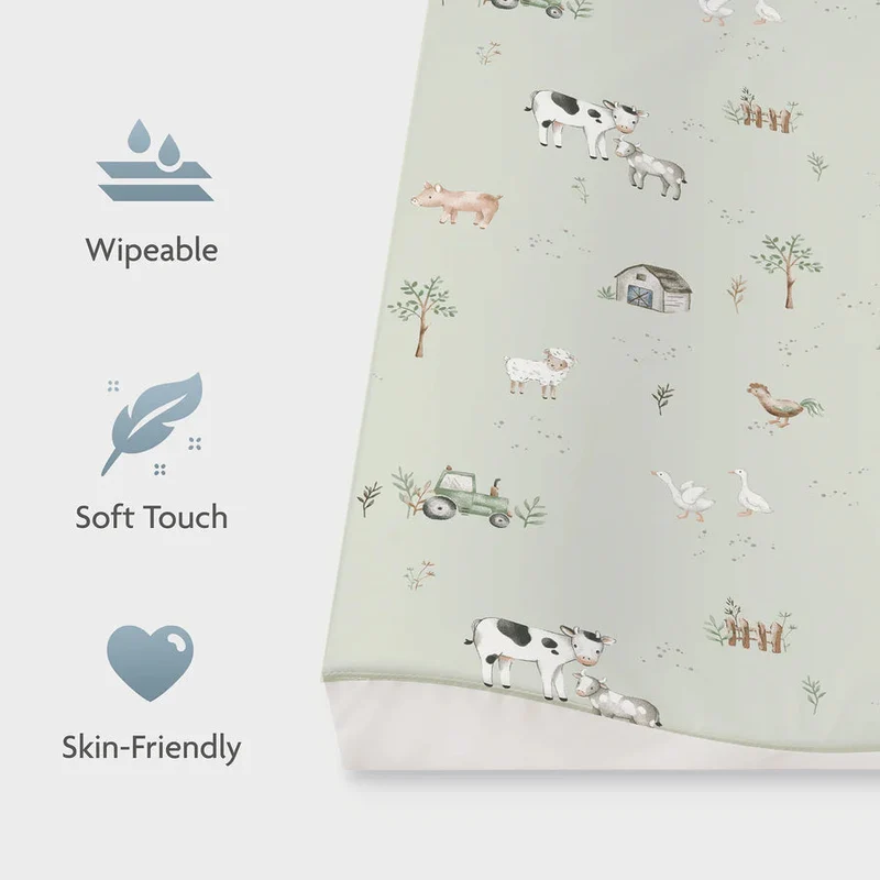Matelas à langer bébé 50x65 cm – bords vagues sécurisés Farm