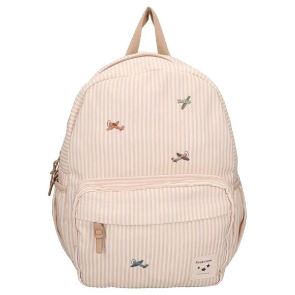 Sac à dos enfant Nostalgia rayures et avions beige