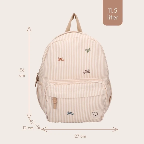 Sac à dos enfant Nostalgia rayures et avions beige