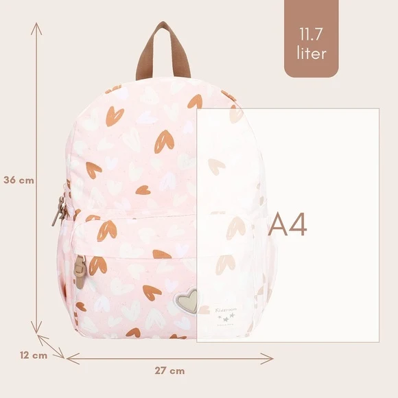 Sac à dos enfant Loving Days cœurs rose et caramel