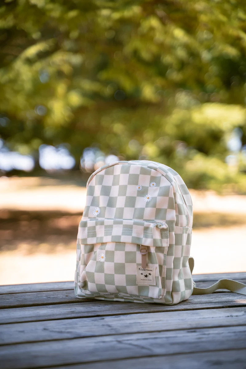 Sac à dos enfant Nostalgia pâquerettes beige et vert