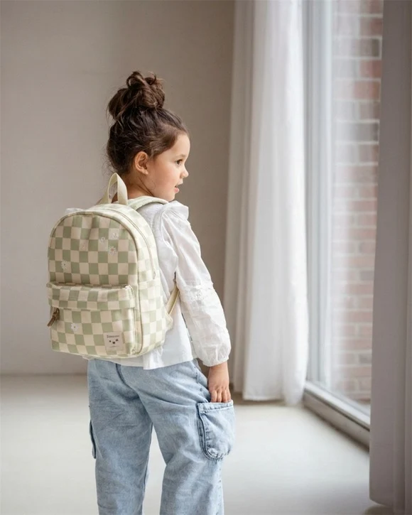 Sac à dos enfant Nostalgia pâquerettes beige et vert