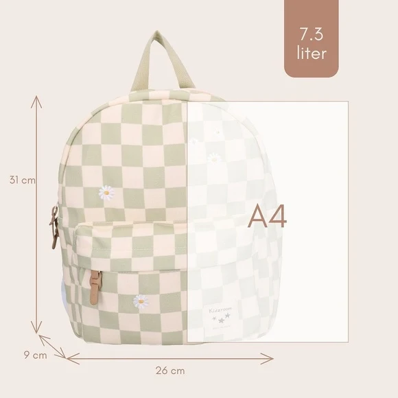 Sac à dos enfant Nostalgia pâquerettes beige et vert