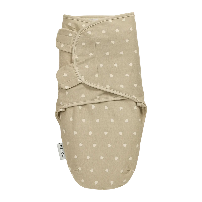 Couverture d’emmaillotage bébé – coton 0-3 mois sable et coeurs beiges